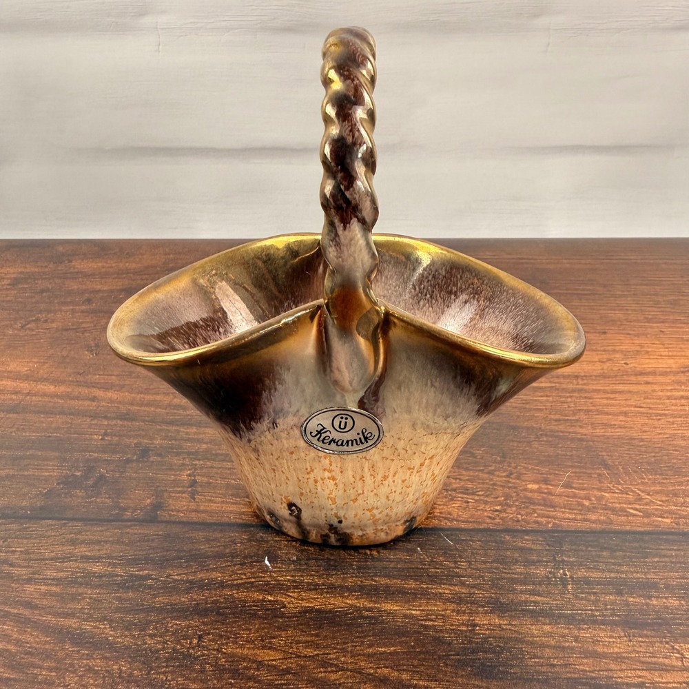 Ü-Keramik West Germany 330 Ceramic Basket Mid Century Pottery